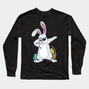 Bunny with Sunglasses and Egg at Hip Hop Dance Dab Long Sleeve T-Shirt